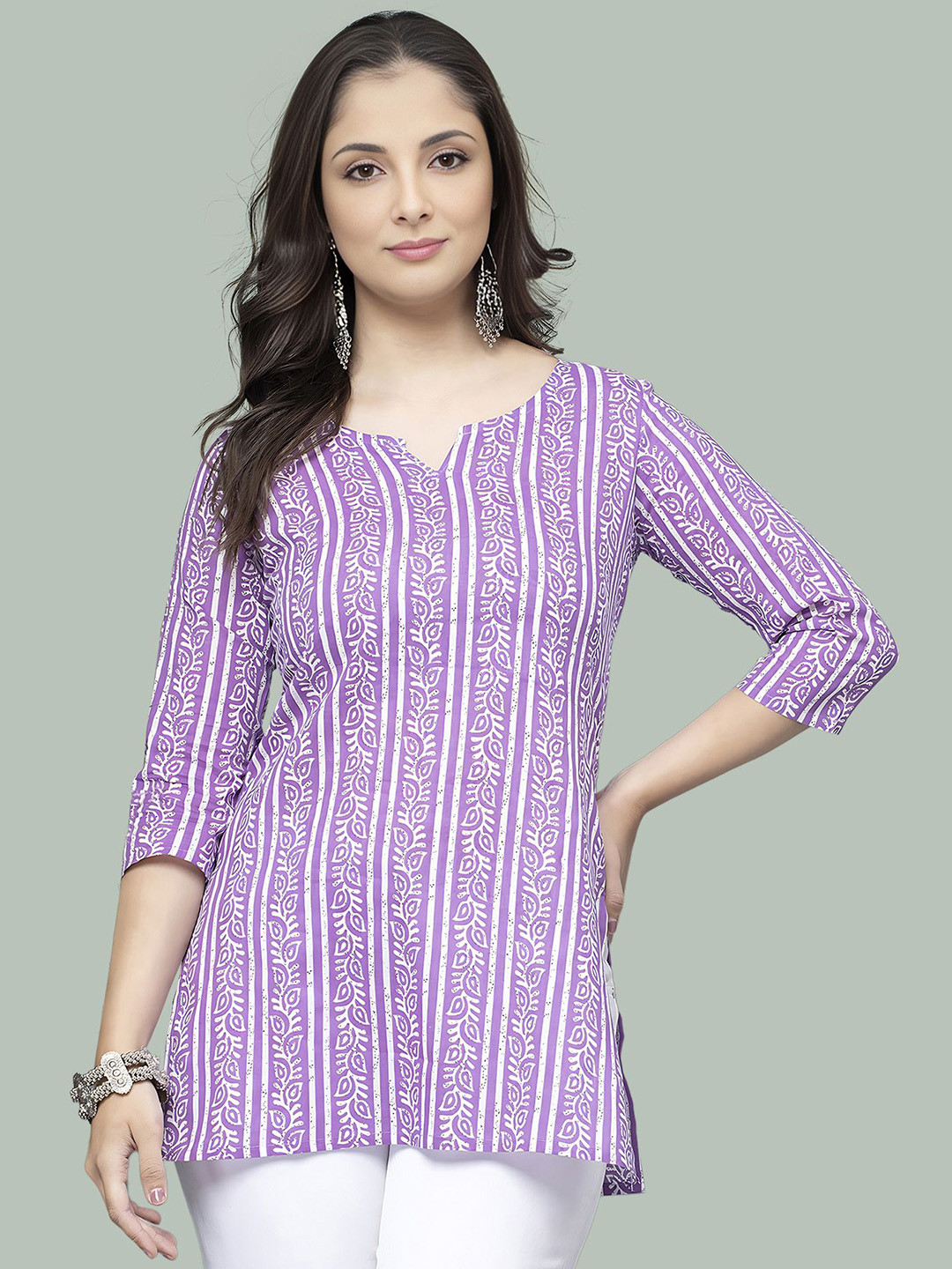 Dream Beauty Fashion Women Three-Quarter Sleeves Floral Print Kurtis