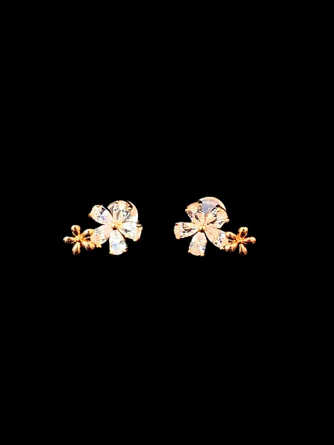 EZURR 925 Silver White & Gold Stud Earrings