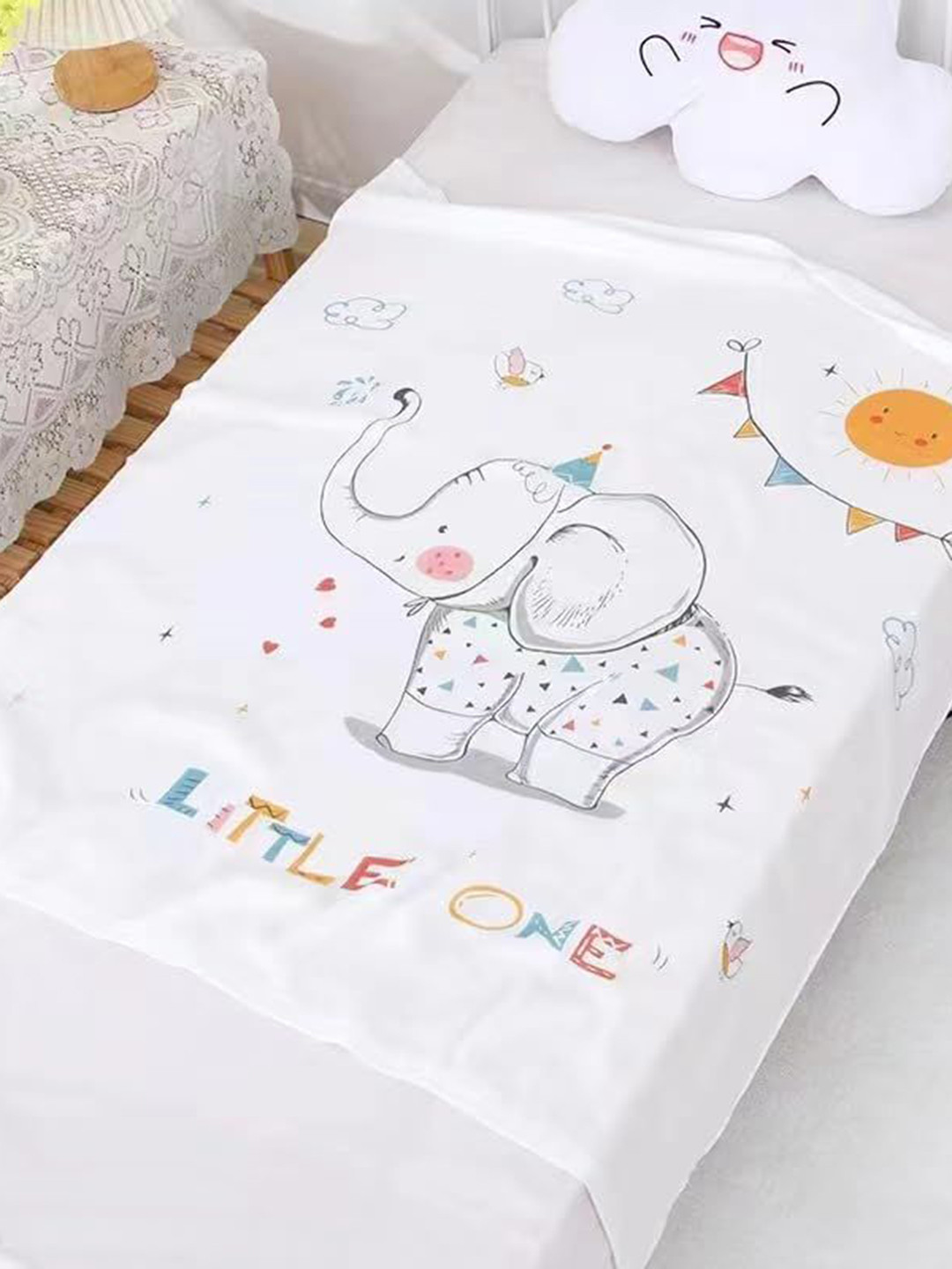 Caterpiller Swaddle Nursing Sheet- White