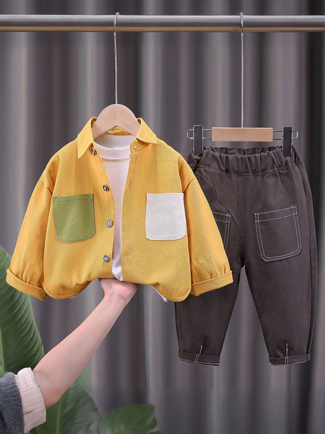 INCLUD Boys Long Sleeves T-shirt And Shirt With Trousers