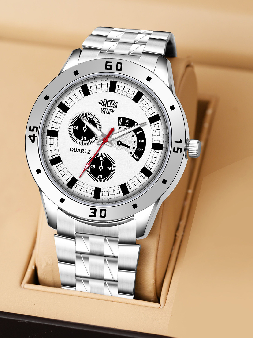 SWADESI STUFF Men Straps Analogue Watch AVEOO SILVER