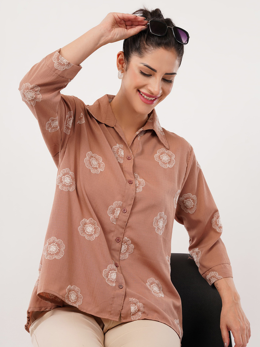 HIGH BUY Comfort Floral Embroidered Cotton Linen Casual Shirt