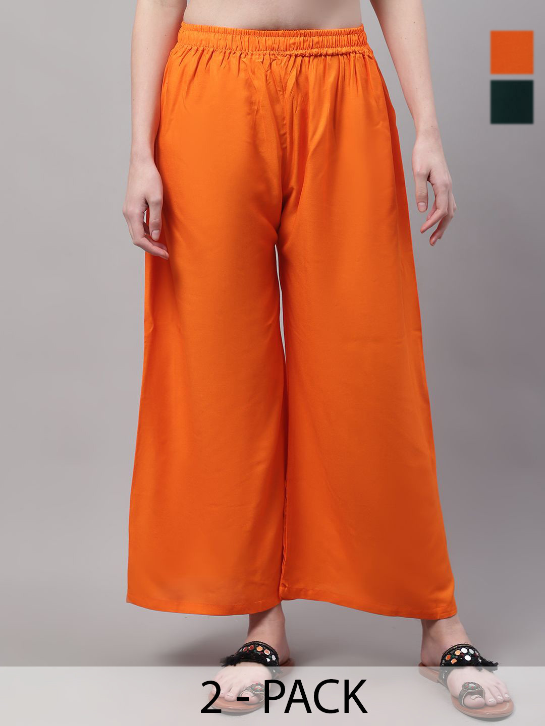 Valles365 by S.C. Women Pack of 2 Flared Palazzos