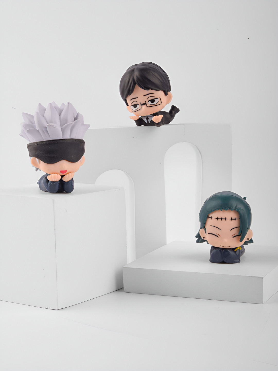 COMICSENSE Jujutsu Kaisen Anime Nude Plastic Matte Living Room Set of 3 Small Showpieces - 1.8 Inches