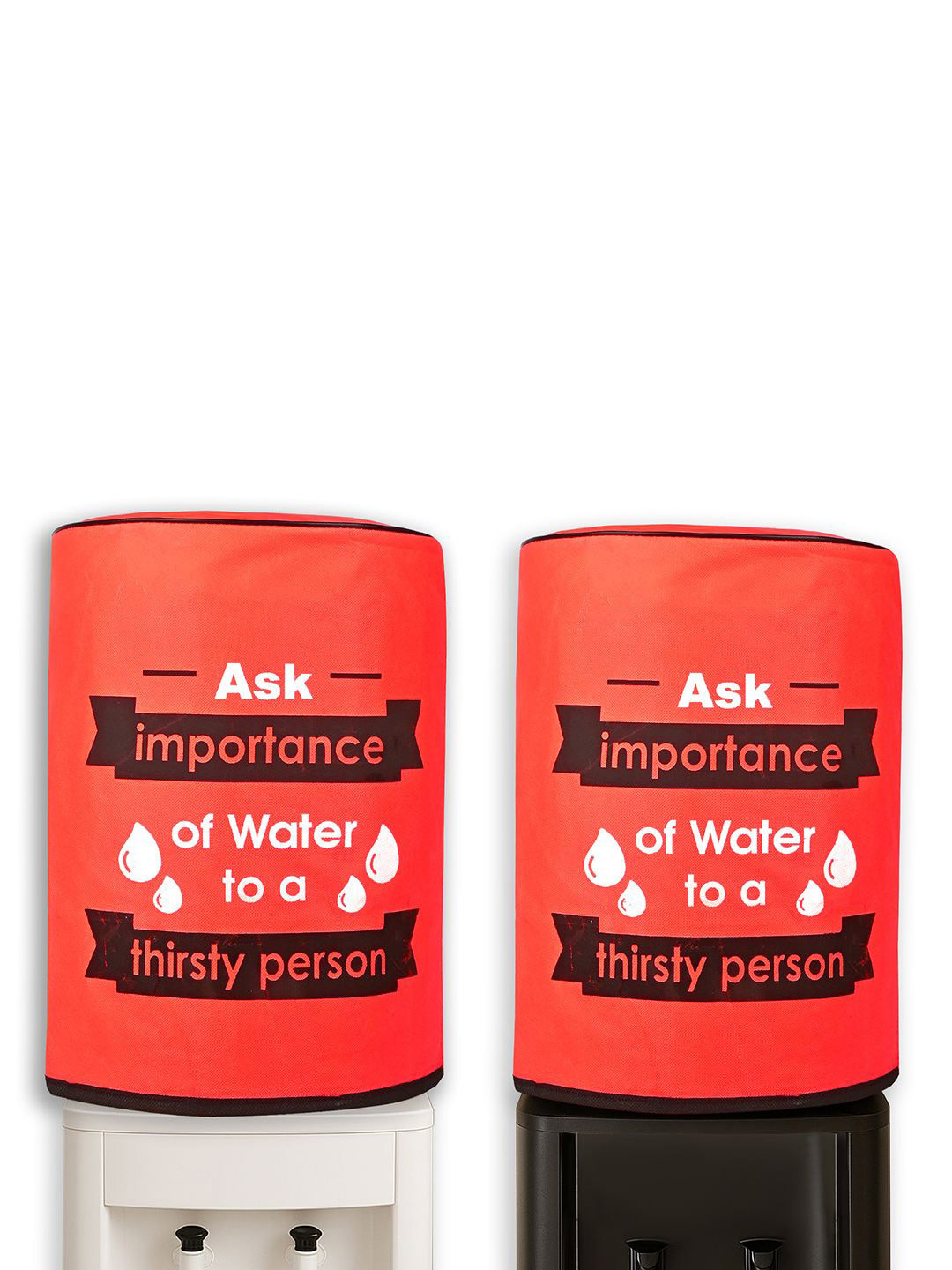 Kuber Industries 2Pcs Red & Black Printed Water Camper Covers With Water Level Indicator