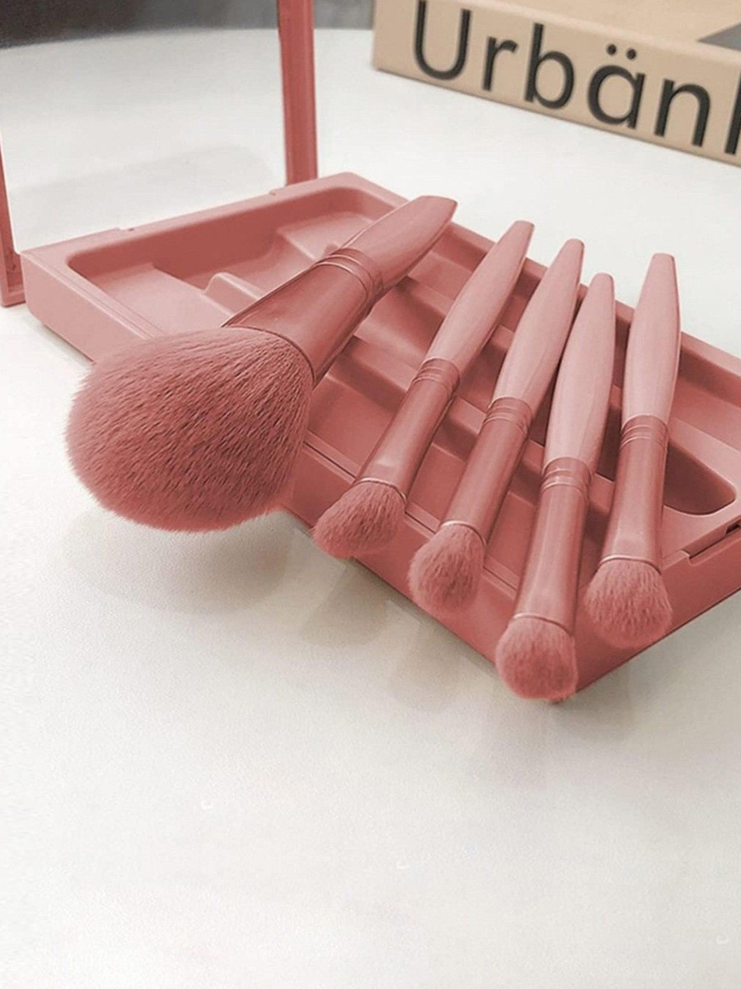 PURRPALAX Set Of 5 Travel Makeup Brush With Mirror Case