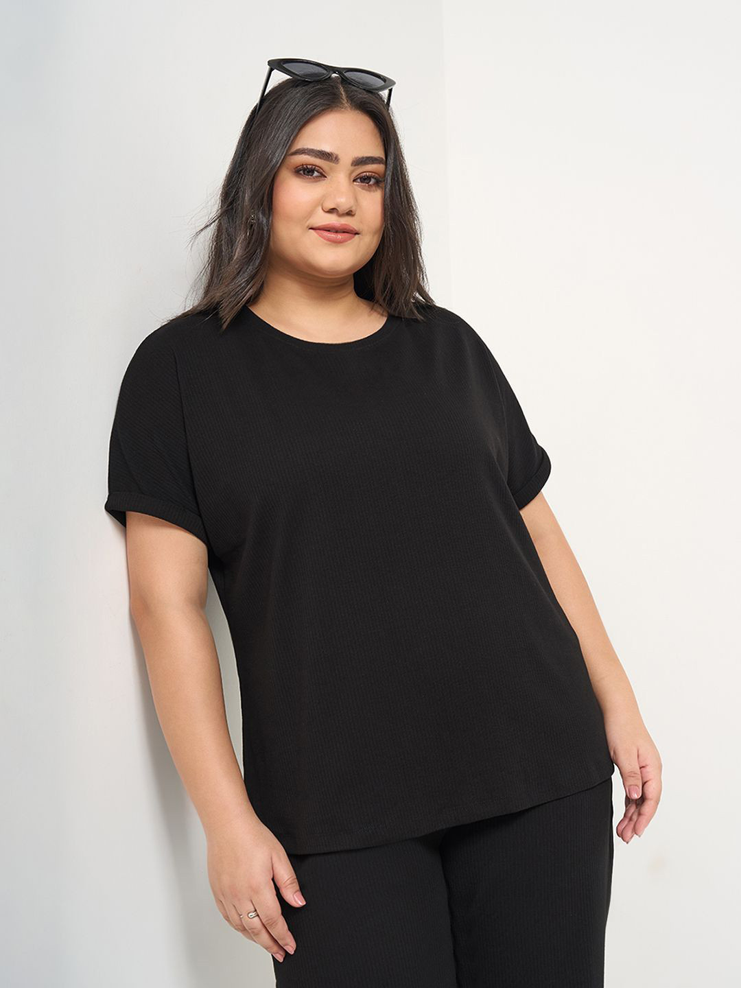 Honey Curvytude by Pantaloons Women Solid Cotton Casual Top