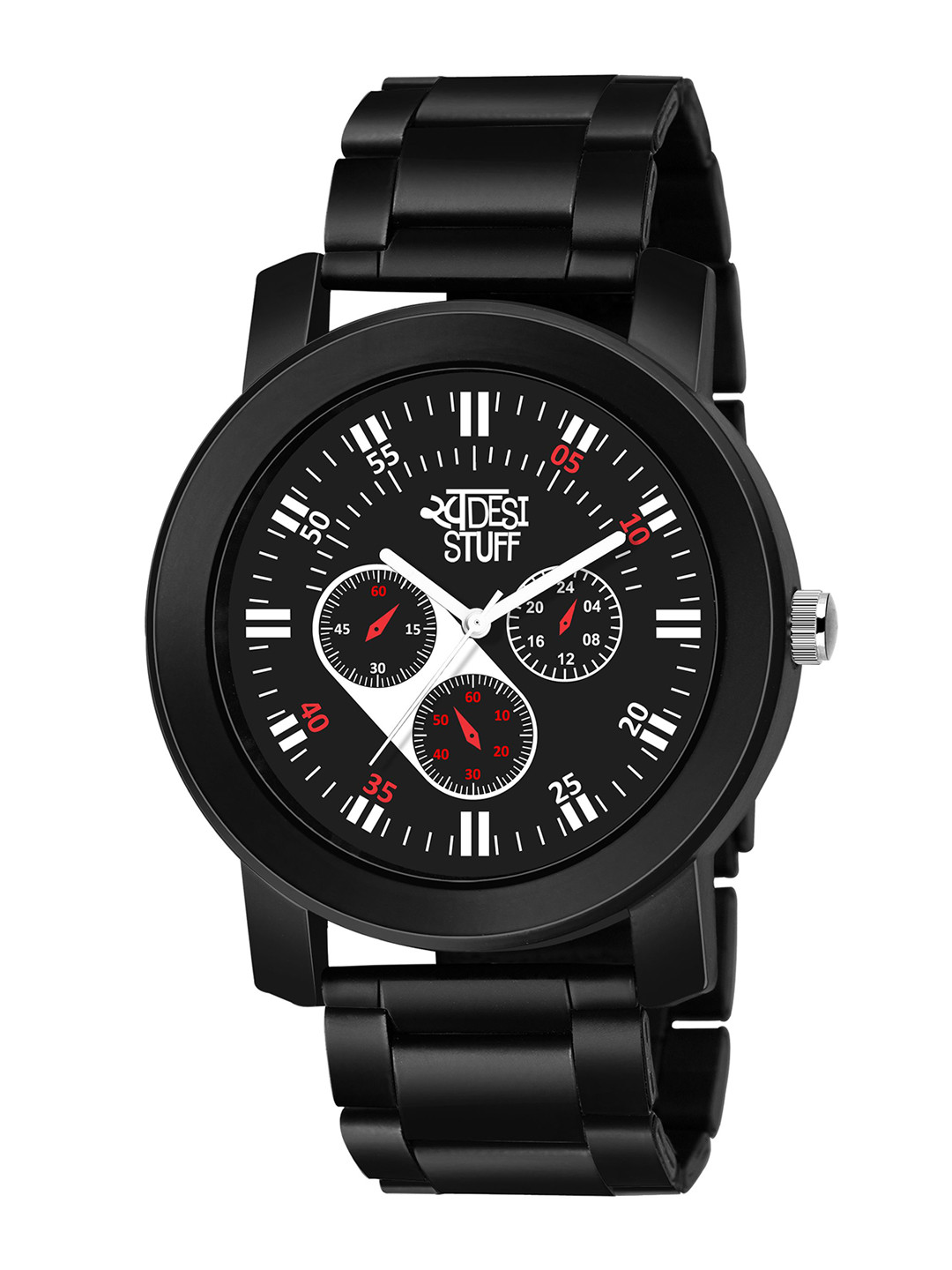 SWADESI STUFF Men Dial & Bracelet Style Straps Analogue Watch METAL BLACK 1B