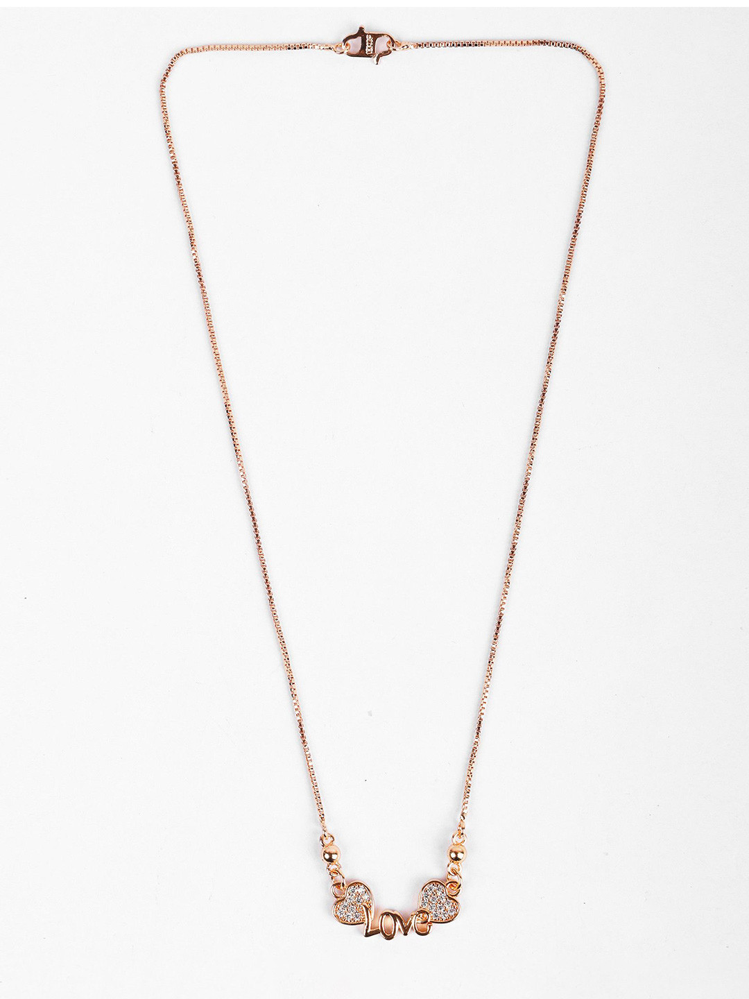 Sangria Stone Studded Korean Double Heart Love Design Chain