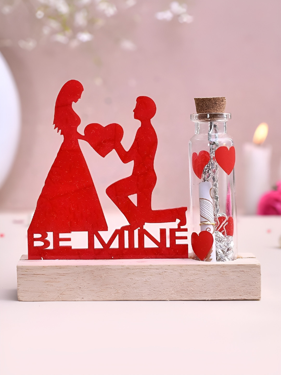 Aura Red And Transparent Figurine Wooden Showpiece