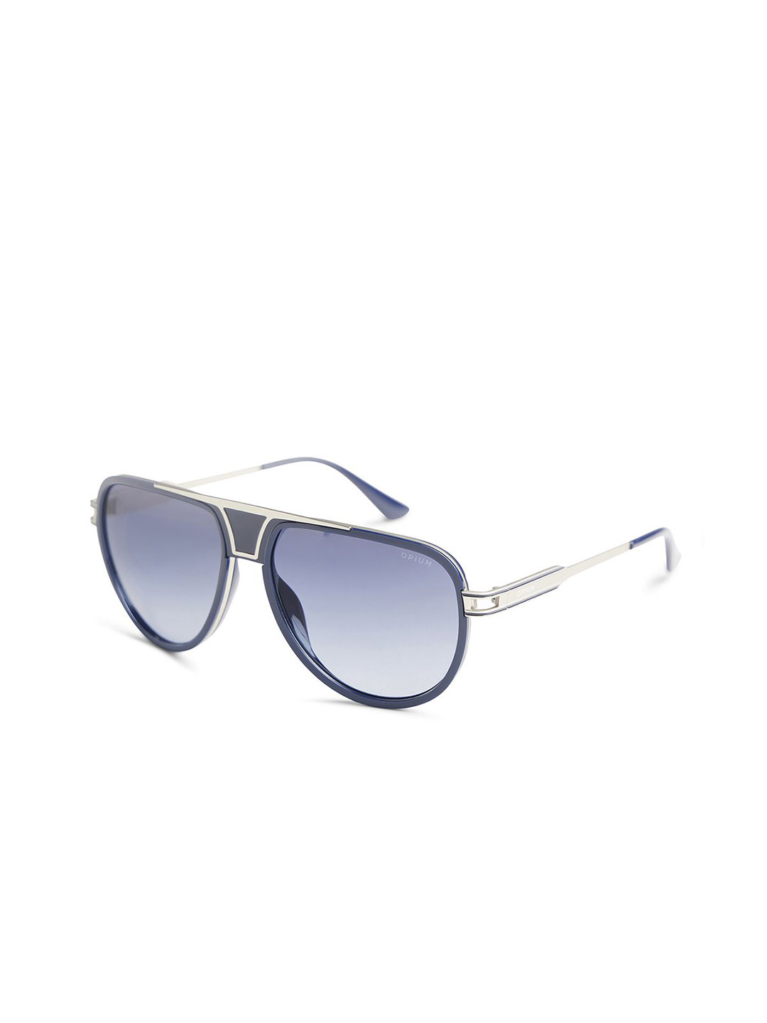 OPIUM Men Silver With Blue Aviator UV Protection Metal Sunglasses OP-10172-C02-57
