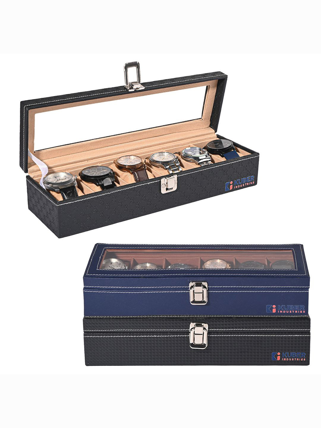 Kuber Industries Set Of 3 6 Slots Wrist Watch Organiser Box
