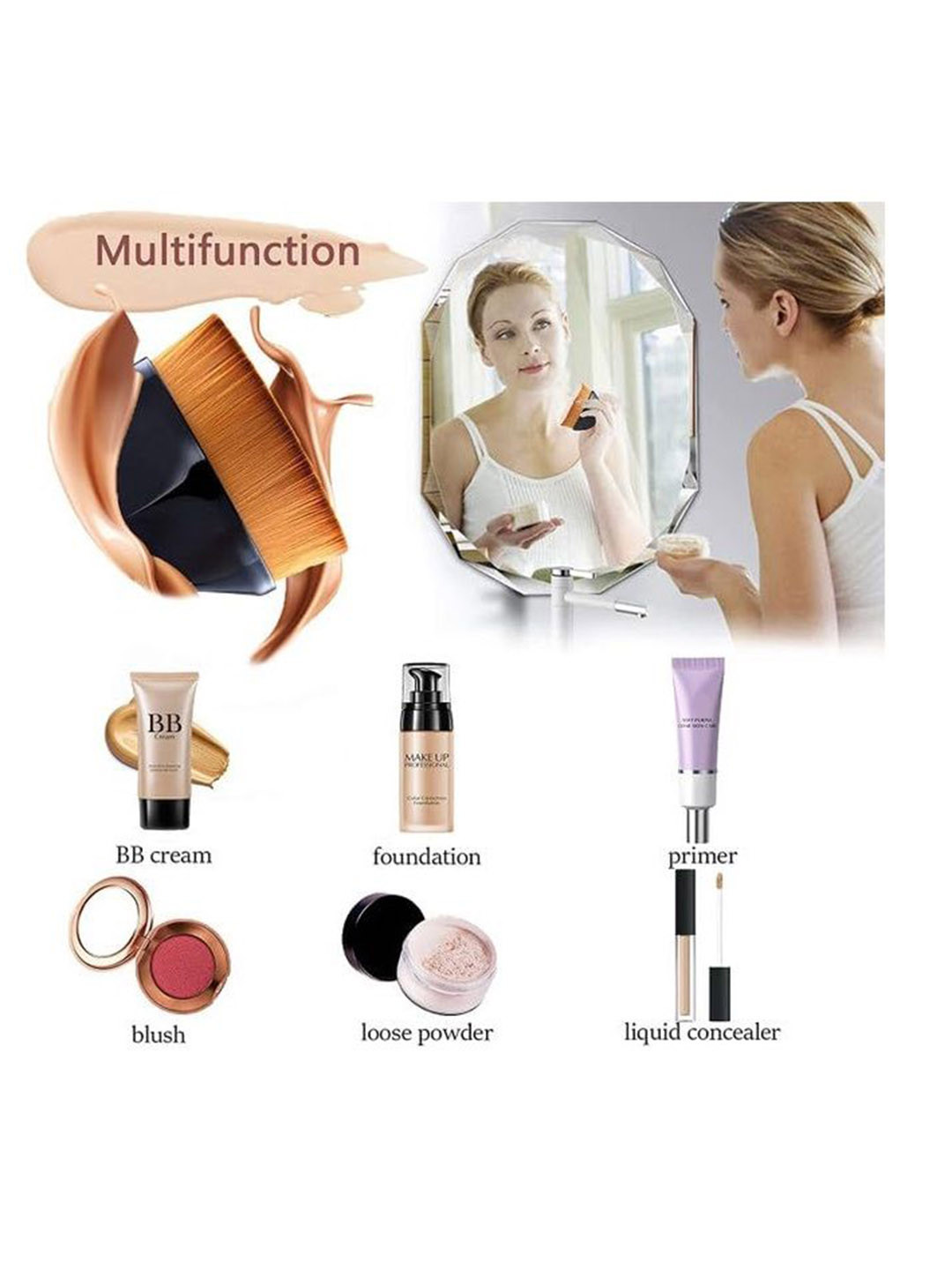 PURRPALAX Professional Foundation Brush For Liquid, Cream & Powder With Case