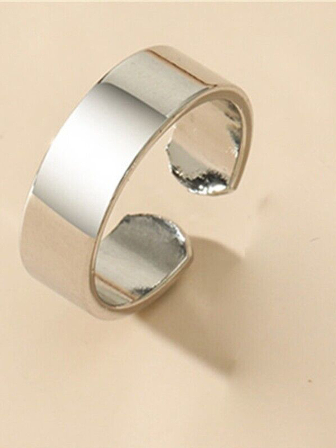 Uniqon Silver Open-Cuff Adjustable Knuckle Finger Band Ring