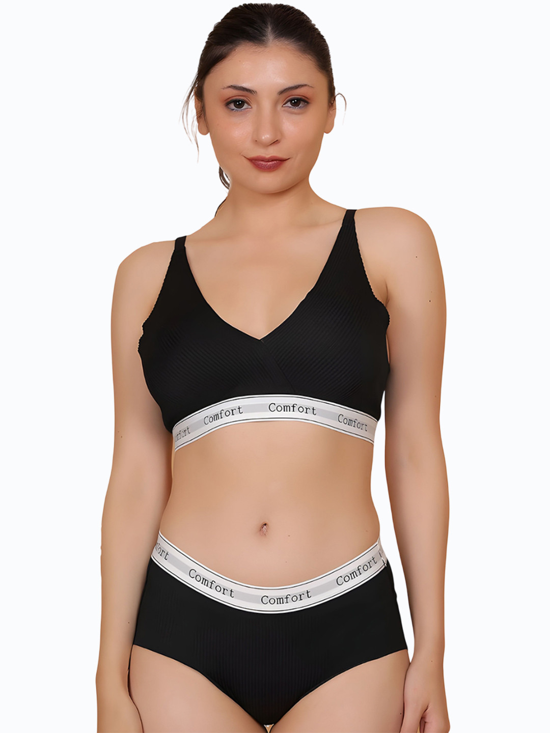 WAVE FASHION Self Designed Removable Padded Seamless Wireless Lingerie Set - COMFORT-SET