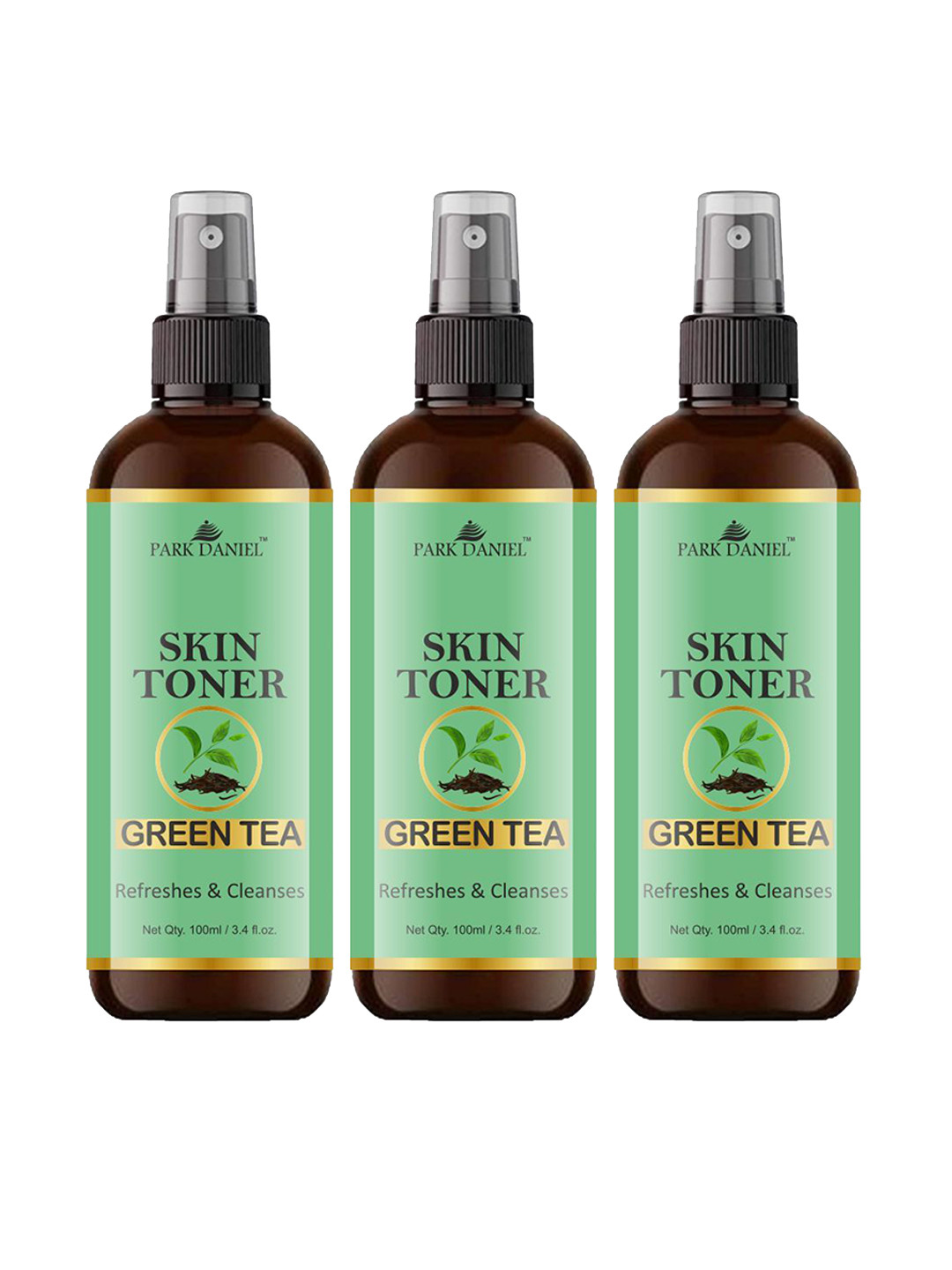 Park Daniel Set Of 3 Clarifying Green Tea Face Toner For Pore-Tightening - 100 ml Each