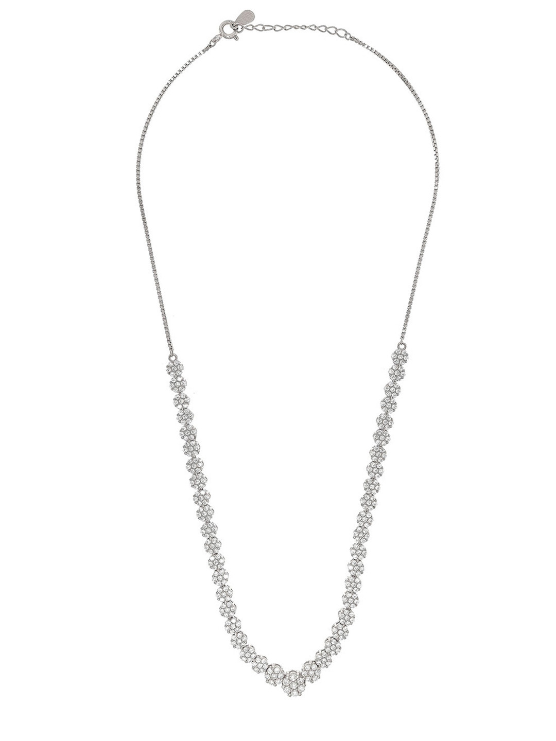 BHIMA 925 Sterling Silver Crystal Cascade Silver Stone Fancy Necklace Set