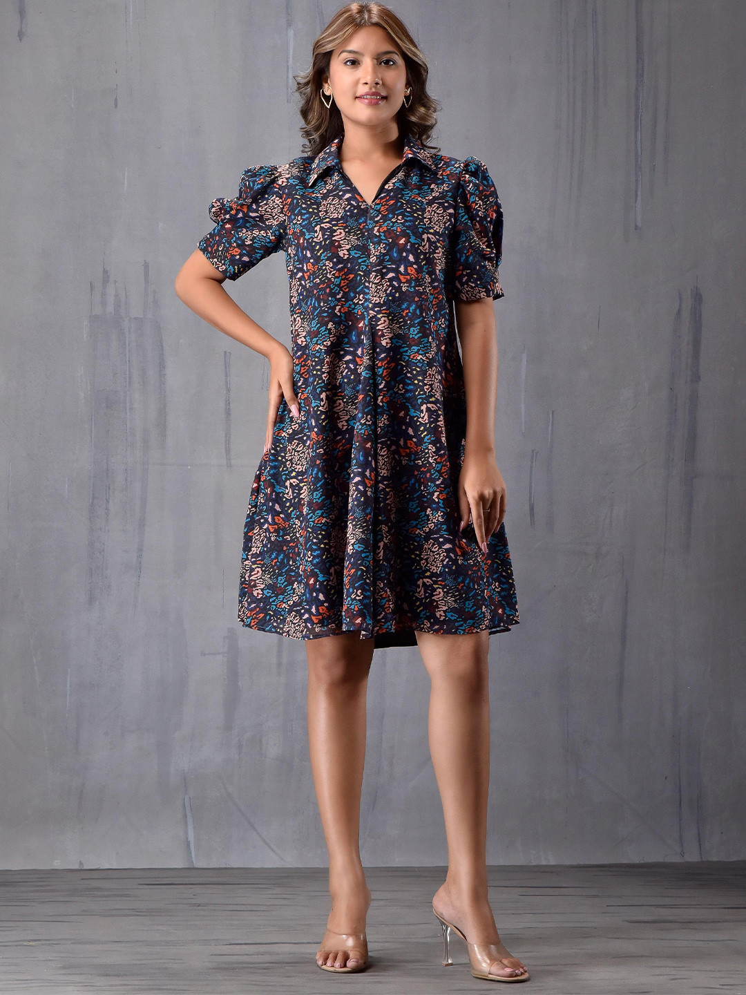 MODA-Q Printed Georgette A-Line Dress