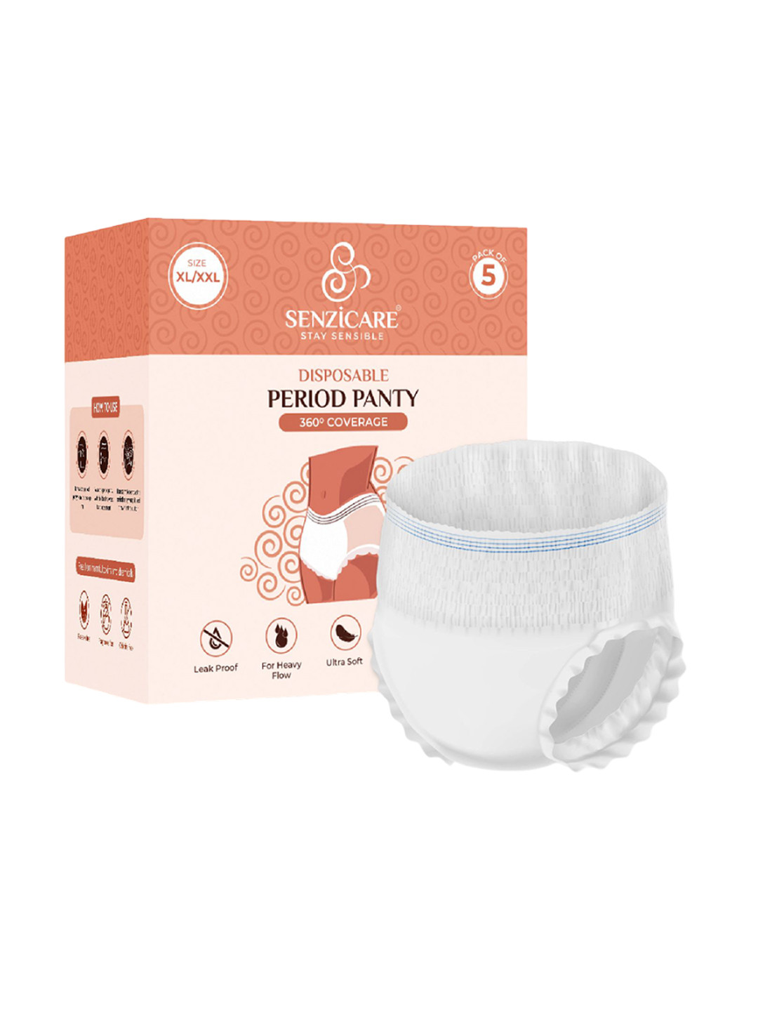 Senzicare Disposable Leak Proof Period Panty - XL/ XXL - 5 Pieces