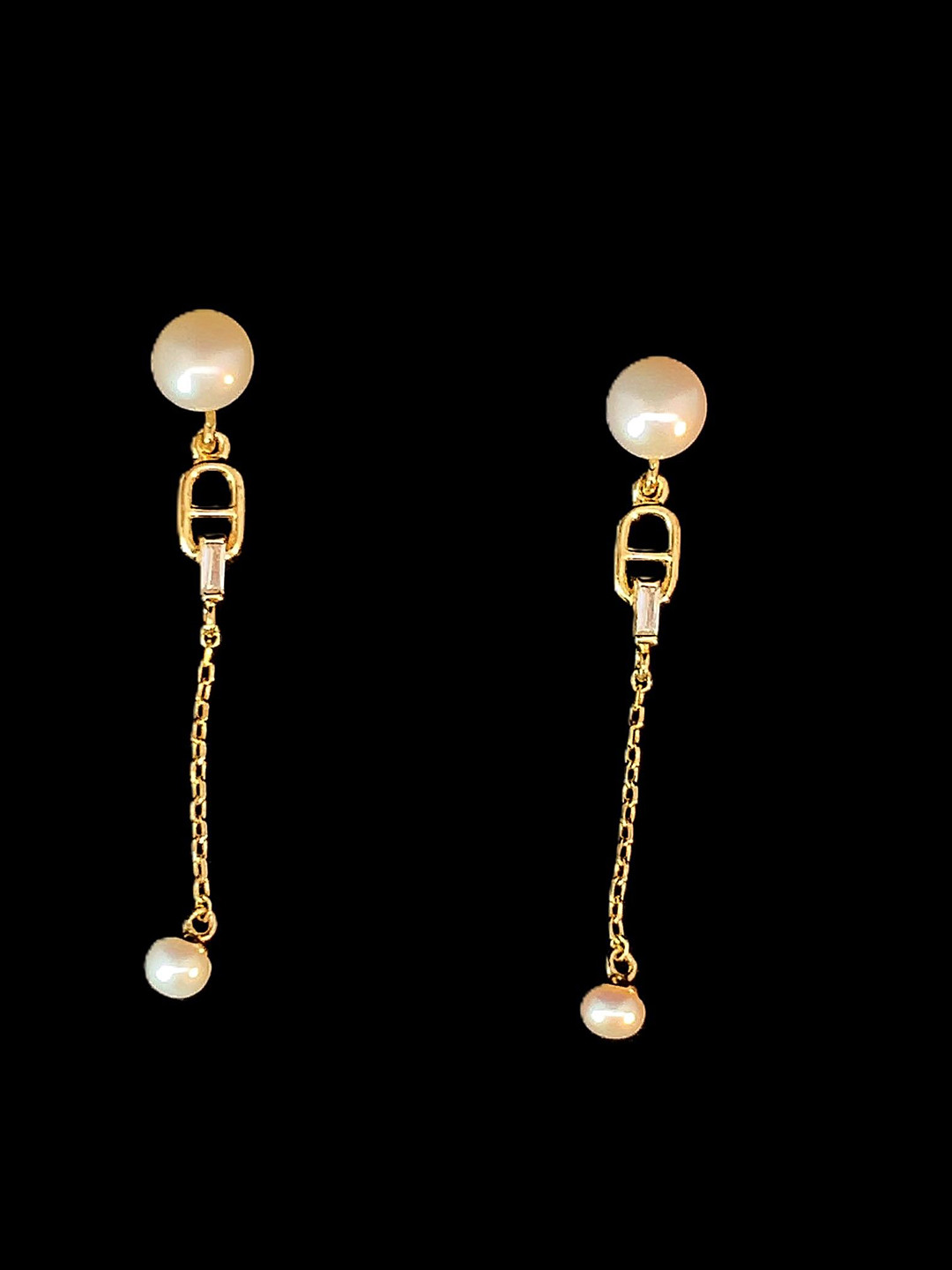 EZURR 925 Silver Pearl Link Drop Earrings