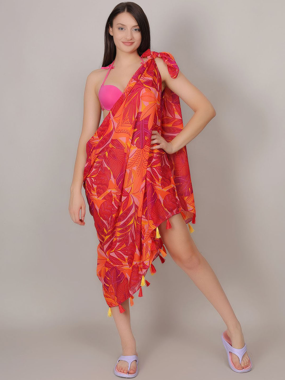 mod & shy Printed Wrap Around Sarong With Tessels