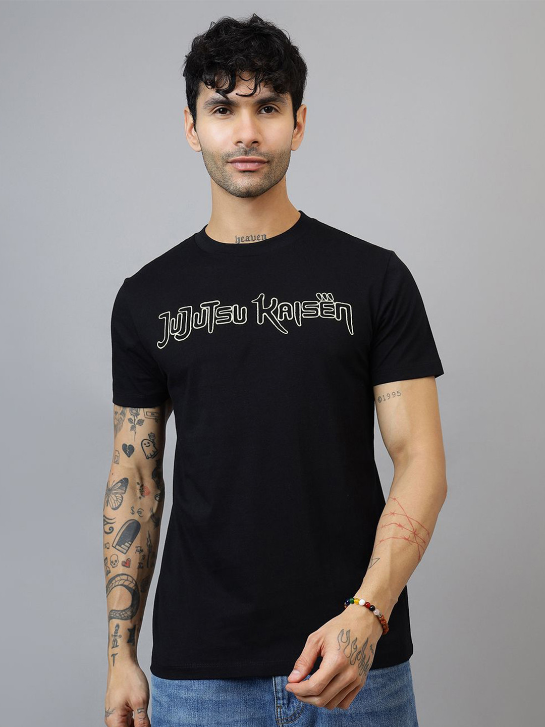 Free Authority Jujutsu Kaisen Typography Printed Round Neck Pure Cotton T-Shirt
