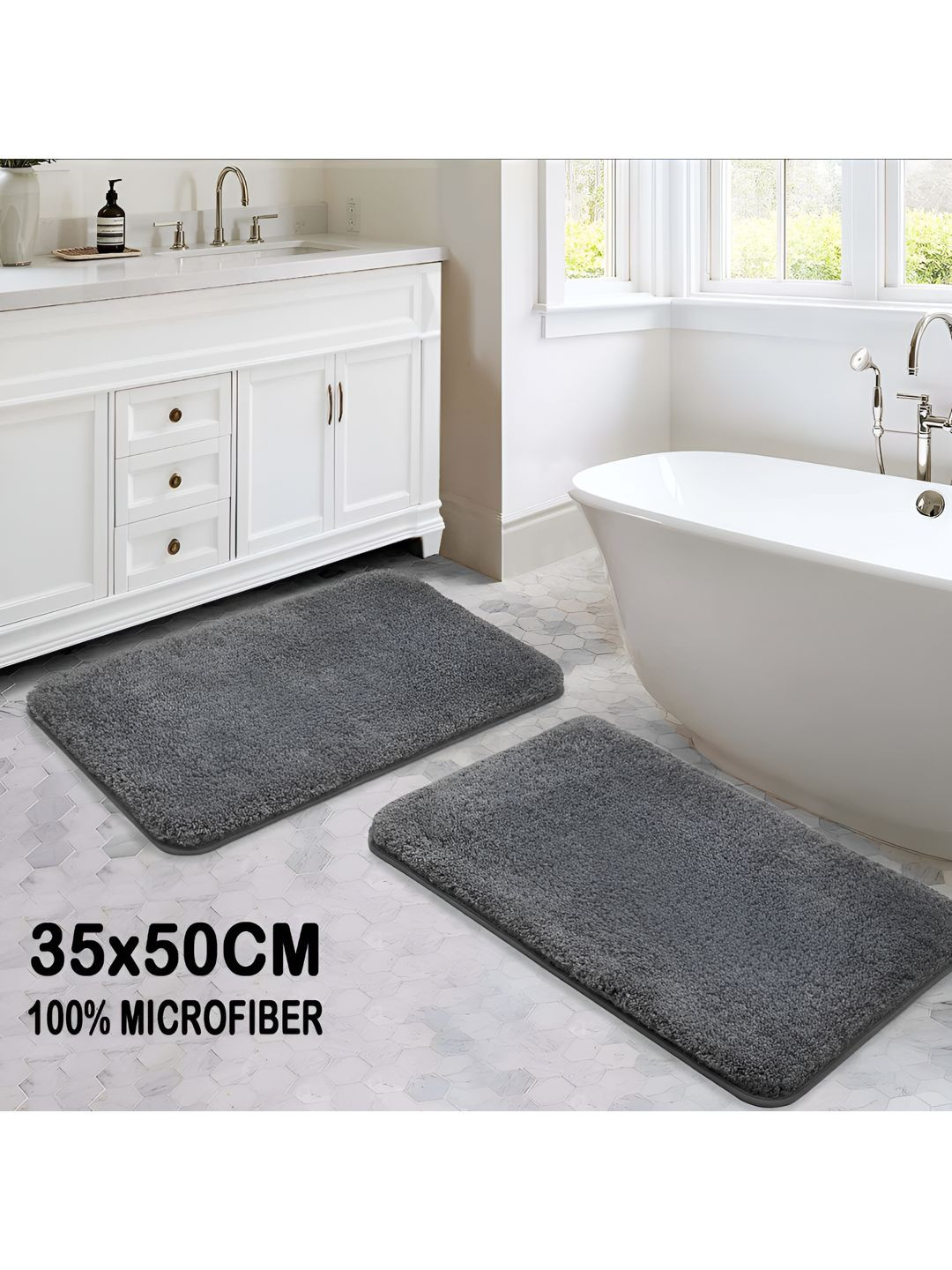 GBL COLLECTION Grey Cotton Water Resistant Floor Mat