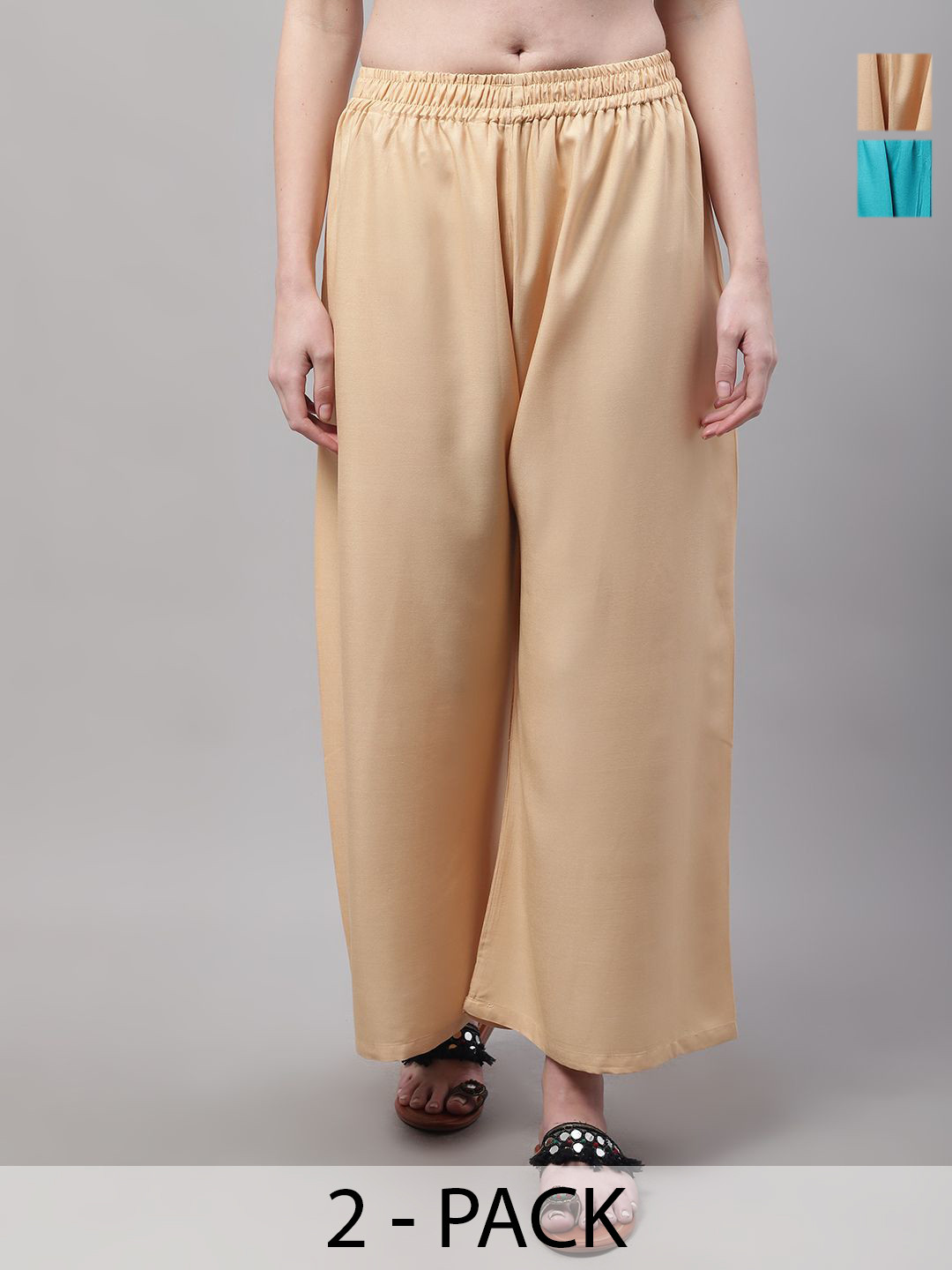 Valles365 by S.C. Women Pack Of 2 Flared Ethnic Palazzos