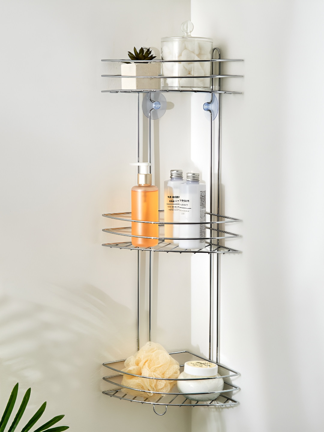 Home Centre Orion Chester Chrome Silver Toned Metal 3-Tier Corner Shower Caddy