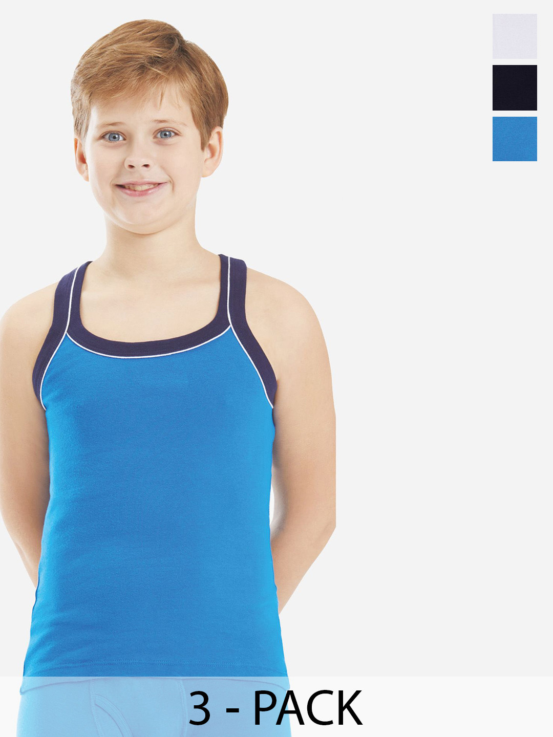Bodycare Kids Boys Pack Of 2 Soft Breathable Cotton Rib Vests KGRA2014NVWH-60