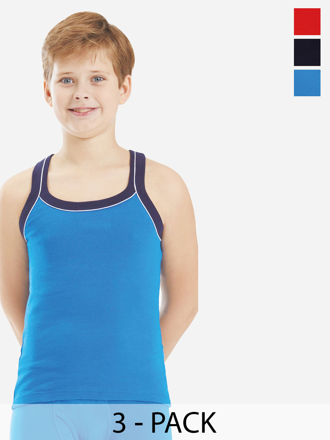 Bodycare Kids Boys Pack Of 2 Soft Breathable Cotton Rib Vests KGRA2014NVRD-83