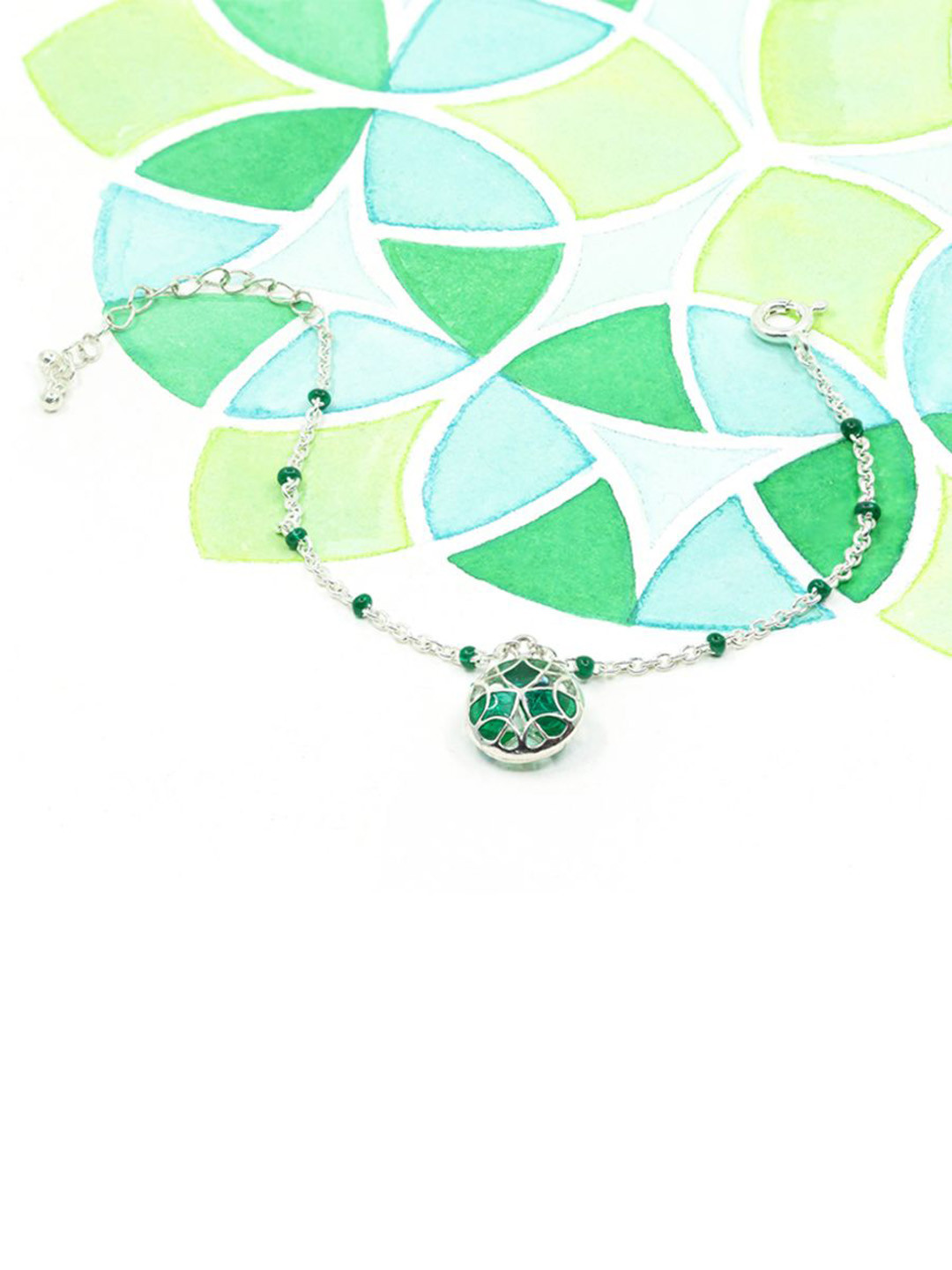 manner 925 Sterling Sliver-Plated Kaleidoscope Prism Charm Bracelet