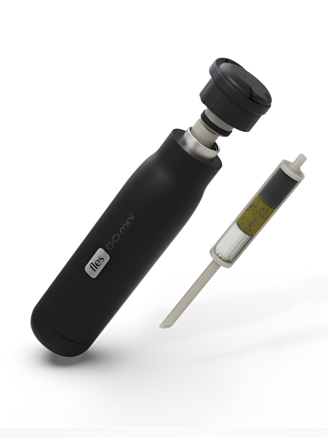 fles Ecoop Black Solid Stainless Steel Single Wall Vacuum Water Bottle - 500ml