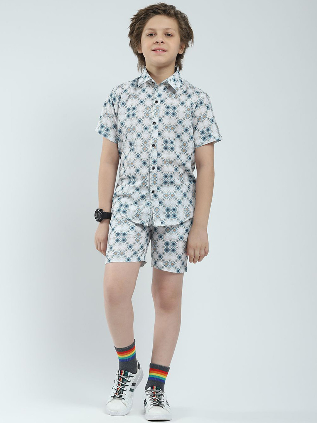 Monte Carlo Boys Printed Collared Shirt & Bermuda Shorts Clothing Set