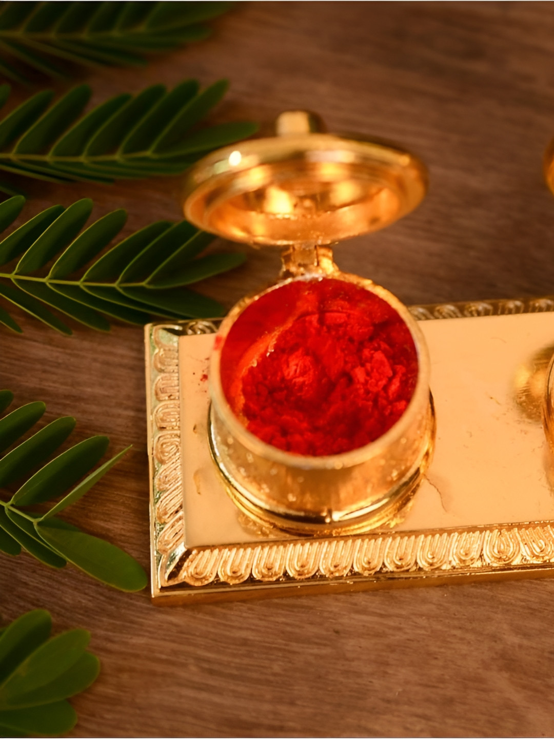 Aura Yellow Textured Aluminium Haldi Kumkum Box