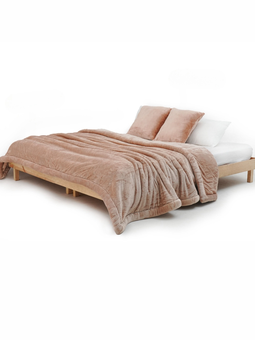 Zarf Pink 3 Pcs Microfiber Heavy Winter Double Bed Quilt With Cushion Covers