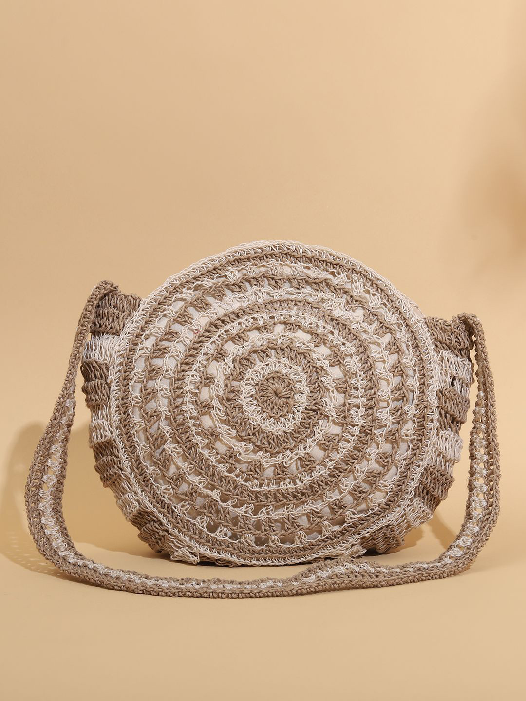 ITIHASIKALA Textured Mandala Crochet Shoulder Bag Shopper Shoulder Bag