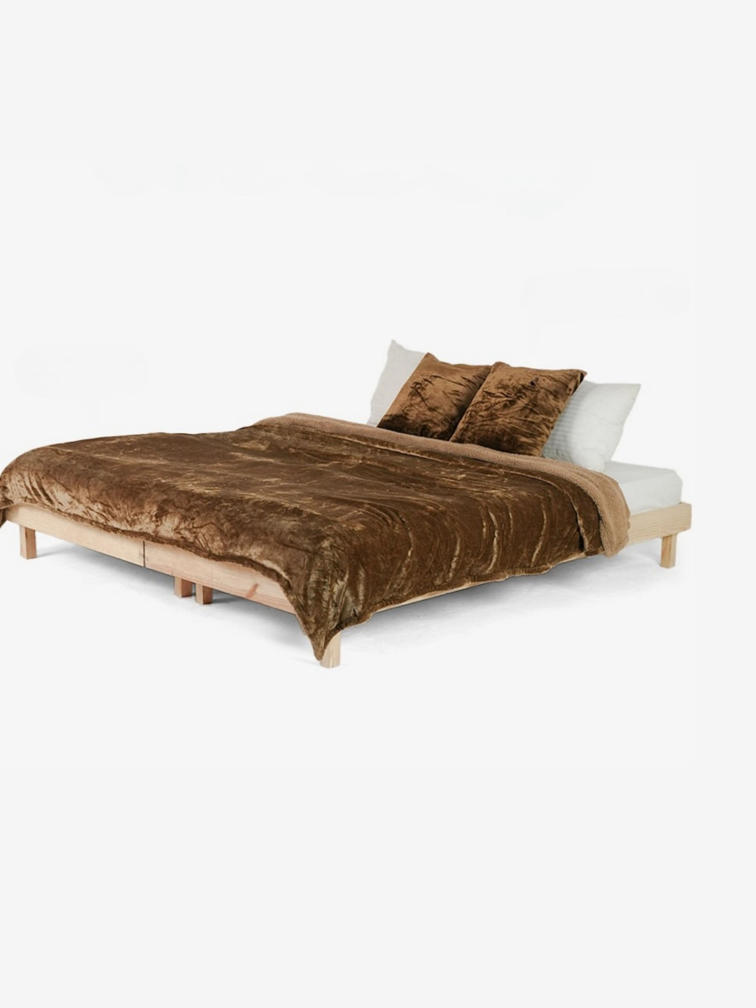 Zarf Brown 3 Pcs Microfiber Heavy Winter Double Bed Quilt With Cushion Covers