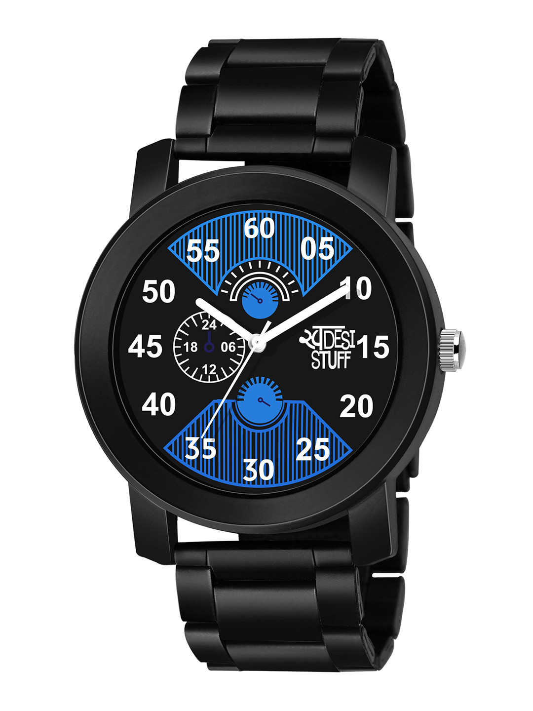 SWADESI STUFF Men Round Dial & Bracelet Style Straps Analogue Watch METAL BLACK 12B