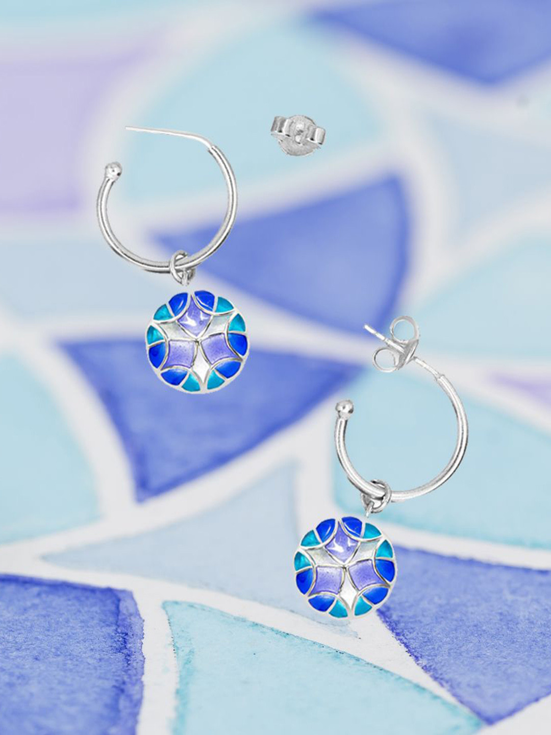 manner 925 Sterling Sliver-Plated Circular Shape Hoop Earrings