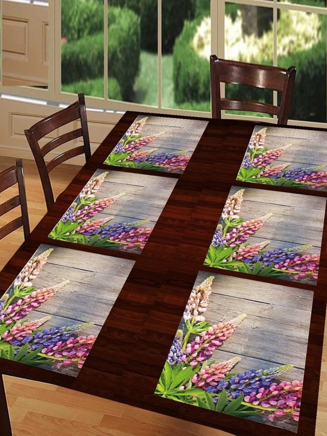 Aura 6Pcs Grey & Pink Printed Heat Resistant Table Placemats