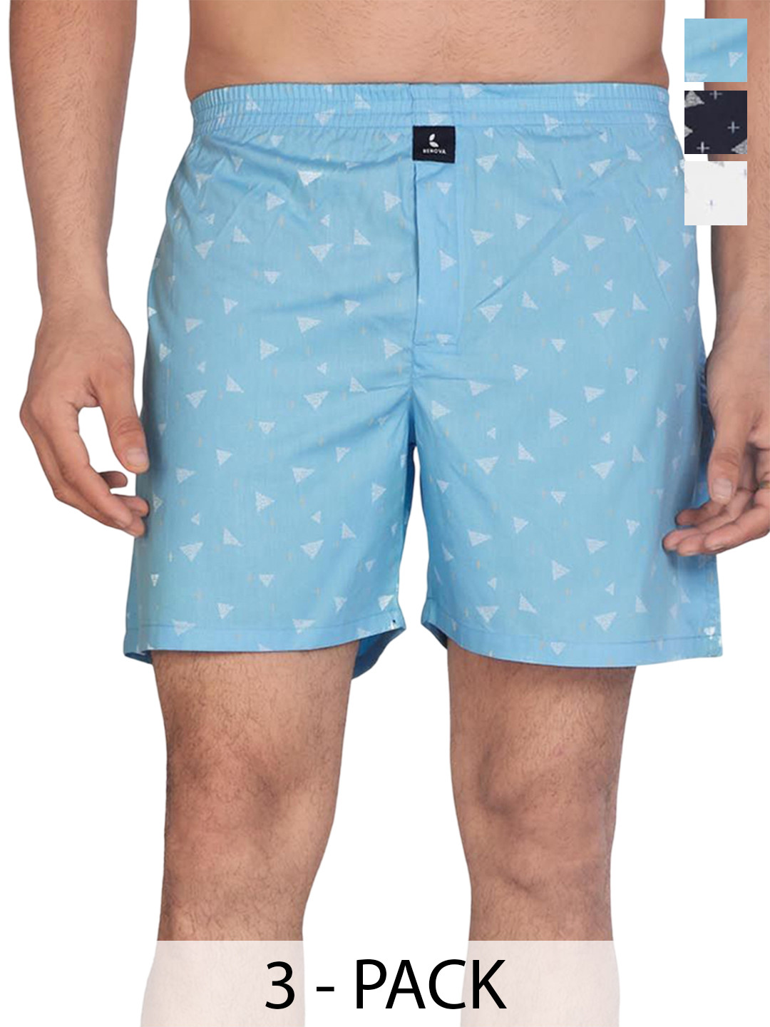 BENOVA Pack Of 3 Printed Pure Cotton Lightweight Boxers - BNV-01-P3-S
