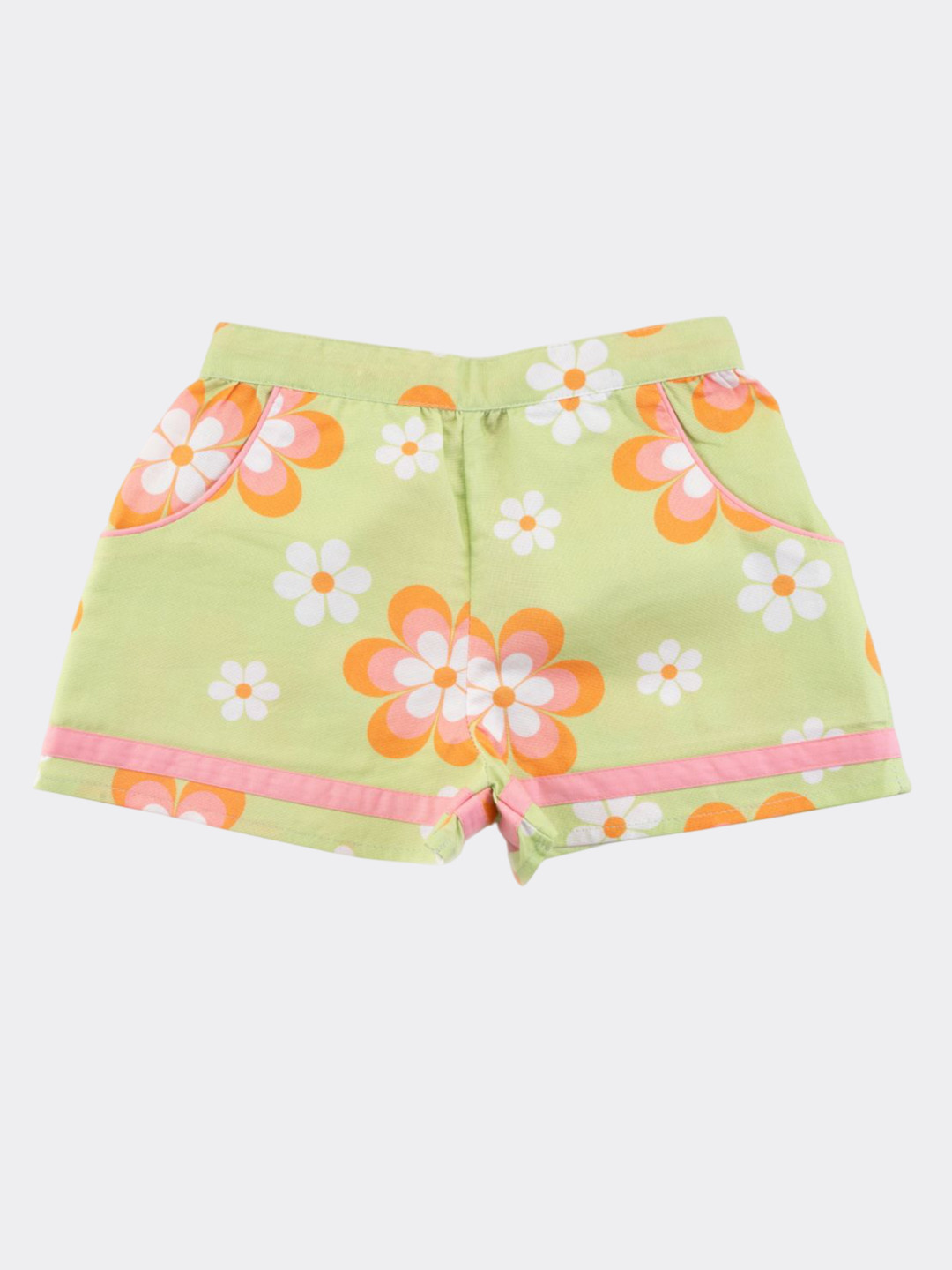 Soleilclo Girls Piping Pocket Cotton Floral Printed Shorts