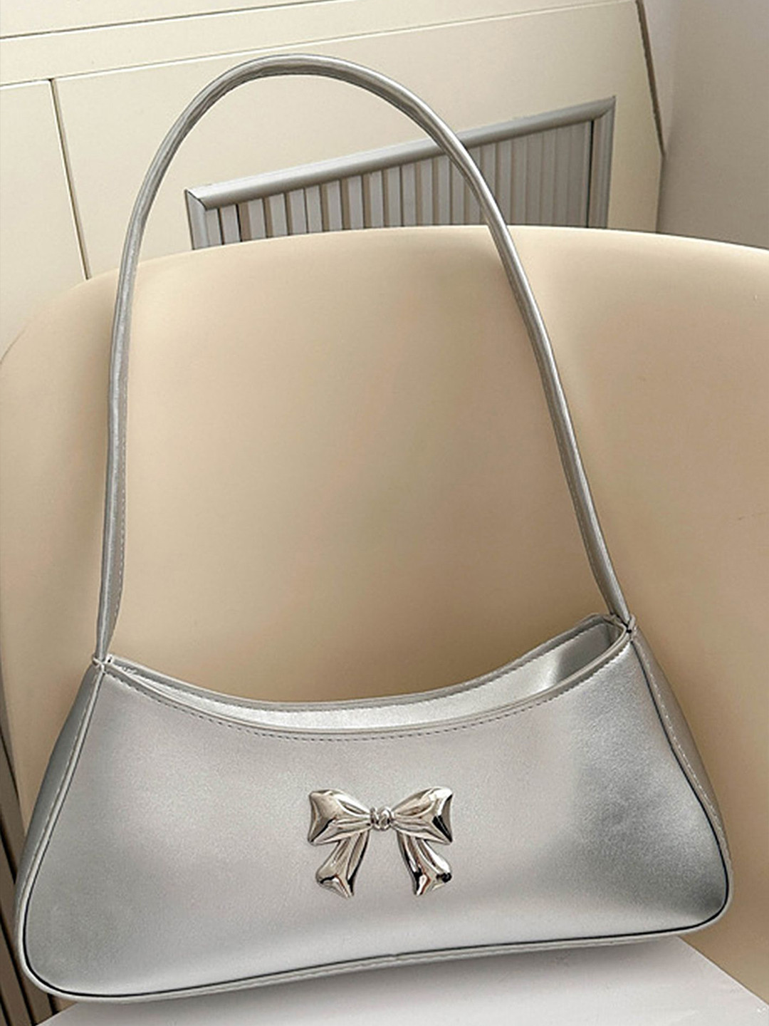 LULU & SKY PU Baguette Shoulder Bag With Bow Detail