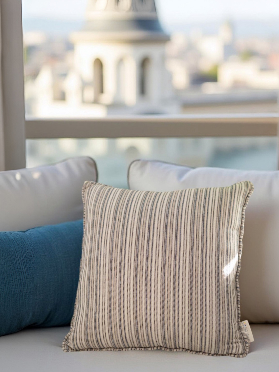 Home Prides 2 Pieces Brown & Grey Striped Square Cushion Covers