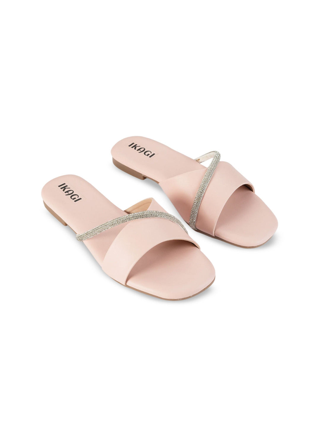 IKAGI Square Toe Open Toe Flats