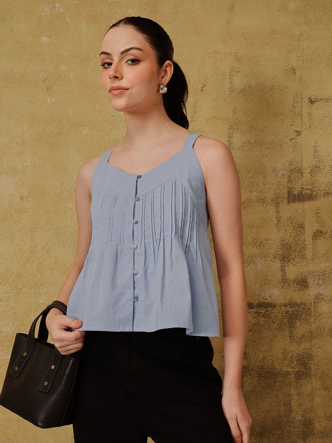 Qazmi Women's Cotton Linen Tank Top