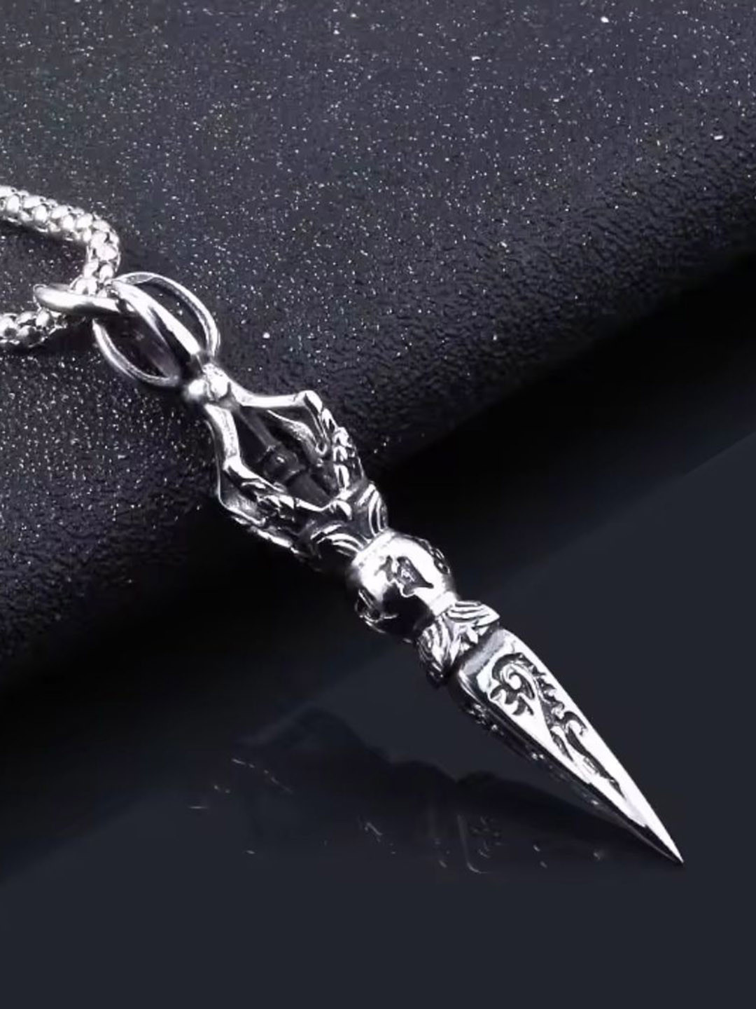 Nitant Men Silver-Plated Contemporary Tibetian Inspired Pendant with Chain