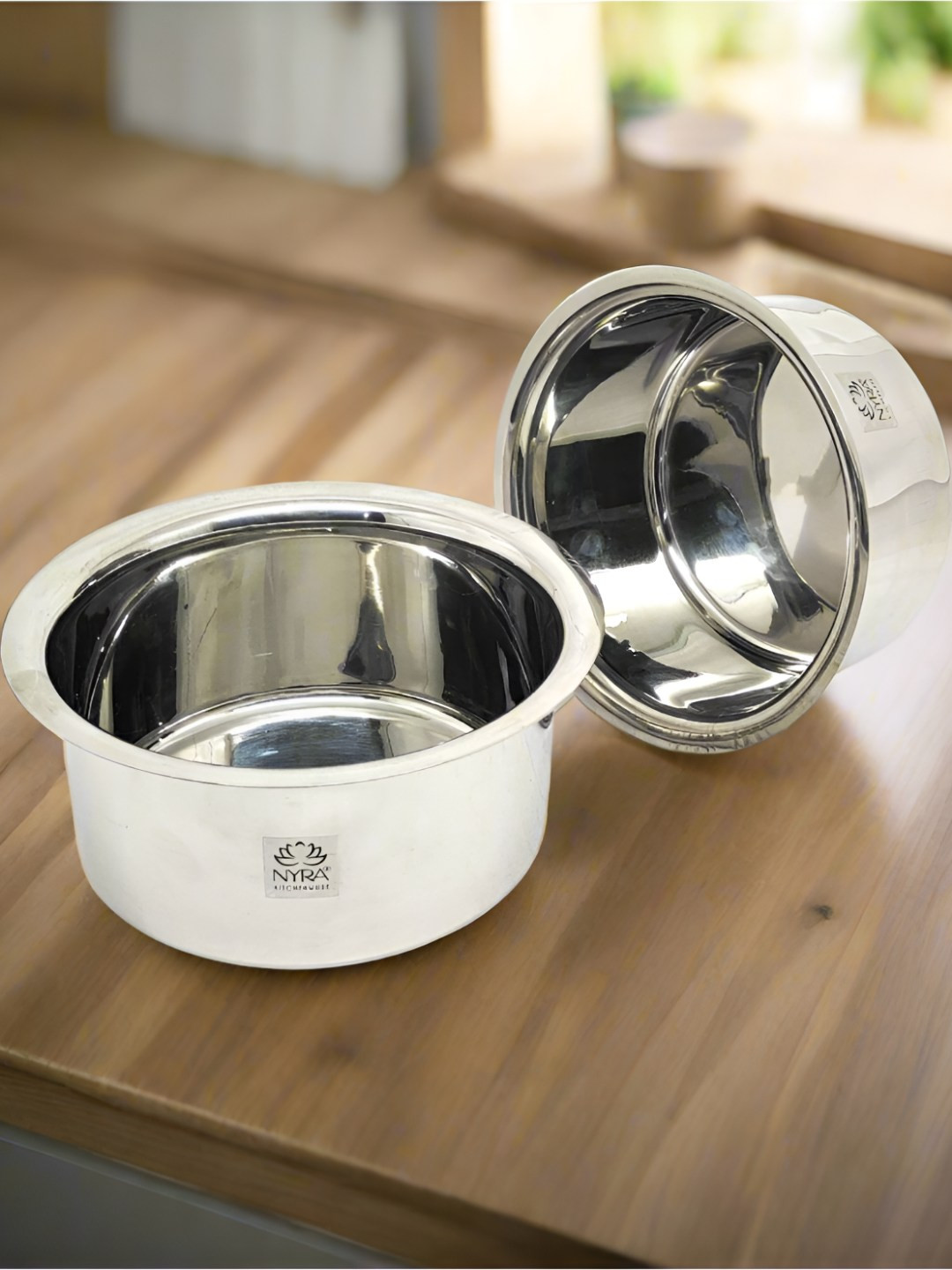 Nyra Kitchenware Steel 2 Pieces Dishwasher Safe Stainless Steel Cooking Pots