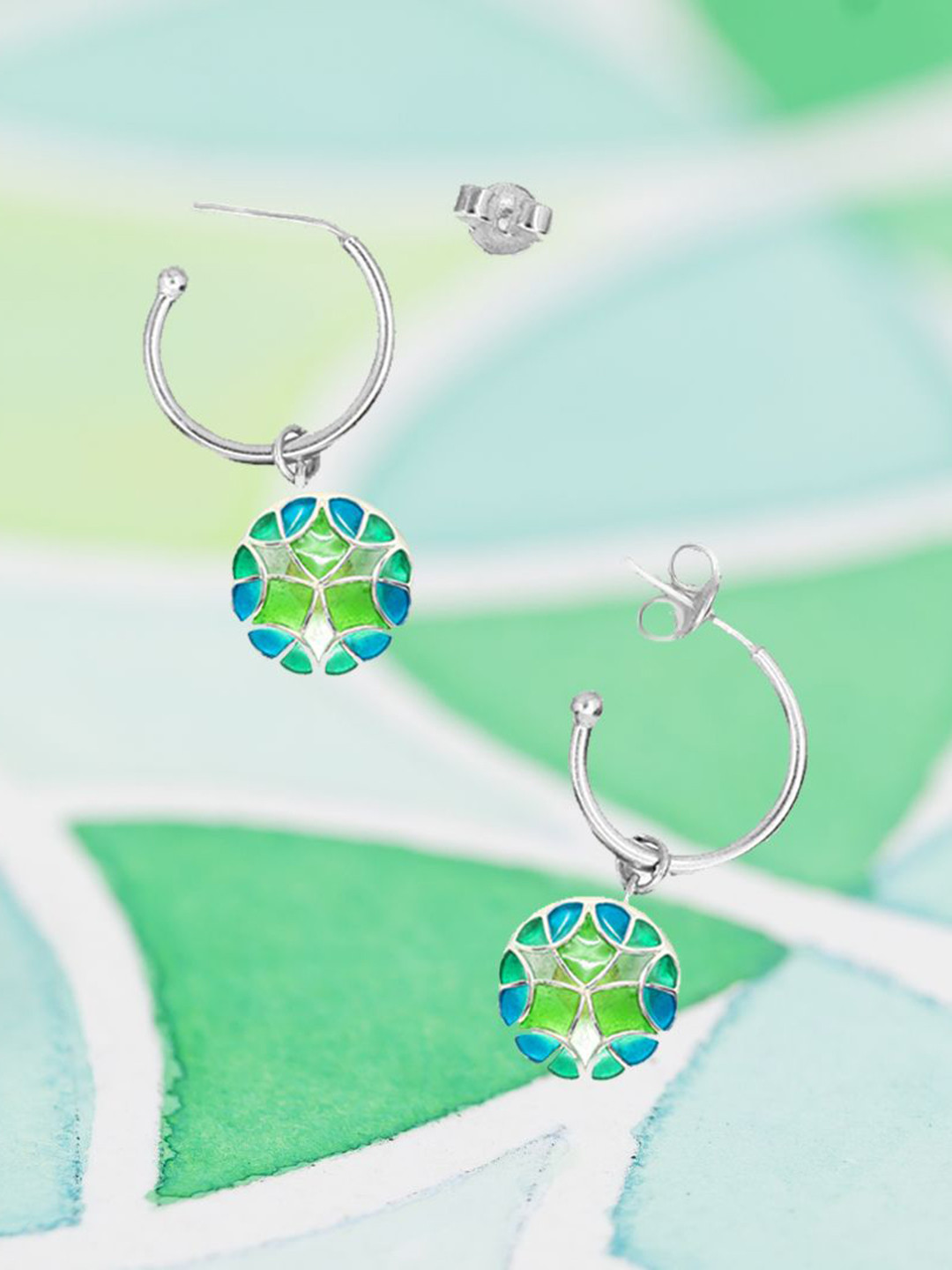 manner 925 Sterling Sliver-Plated Circular Shape Hoop Earrings